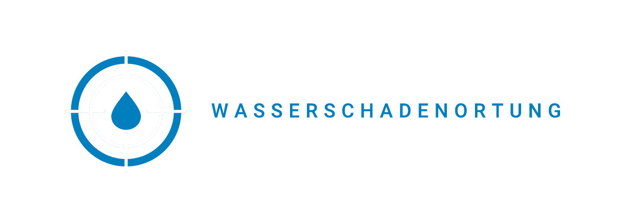 Logo mit einem blauen Wassertropfen in einem Zielsymbol auf der linken Seite und dem Wort "Wasserschadenortung" in Blau, das die Kompetenz des Unternehmens hervorhebt. Der Text überlagert große, schwach graue WSO-Buchstaben auf hellem Hintergrund.
